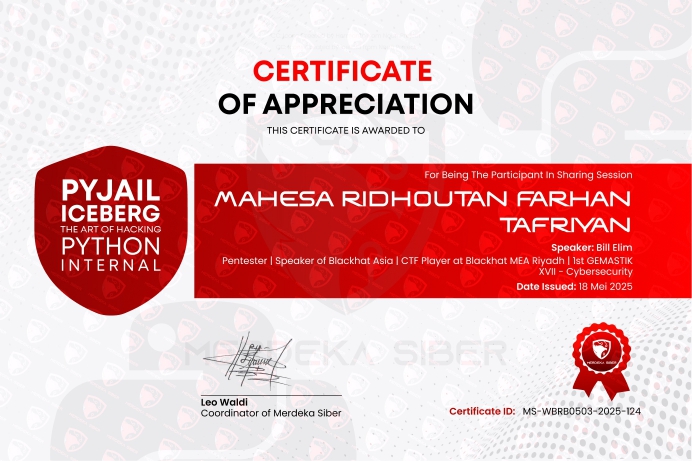PYJAIL Participant Certificate